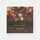 Serviette En Papier Barne Bois Rustique Feuilles Mariage (Devant)