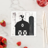 Serviette En Papier Barne noire Blanc Bois rustique Mariage de ferme (En situation)