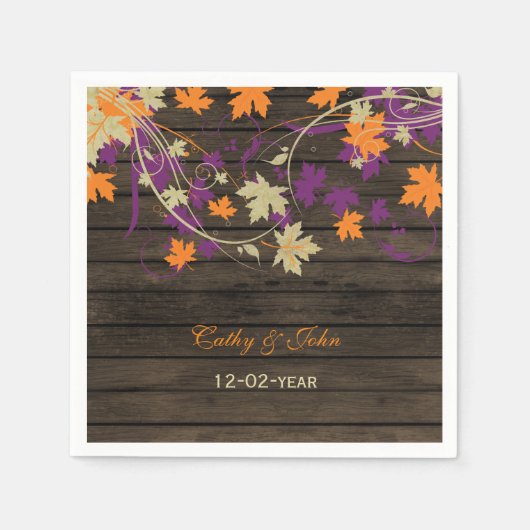 Serviette En Papier Barnwood Rustic prum personnalisées mariage servie (Devant)