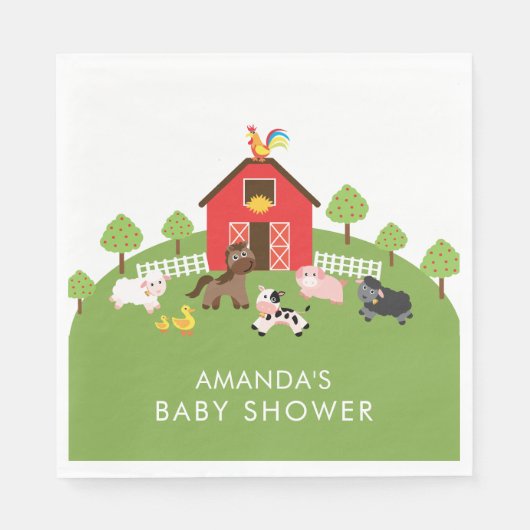 Serviette En Papier Barnyard Animaux Papier Baby shower neutre serviet (Devant)