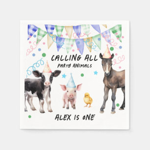 Serviette En Papier Barnyard Farm Animaux 1er anniversaire