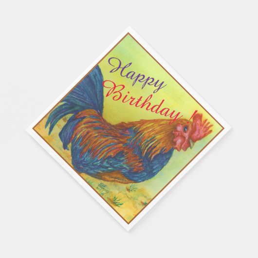 Serviette En Papier Barnyard Rooster Bonne fête d'anniversaire (Coin)