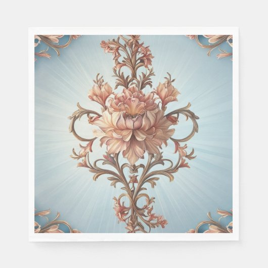 Serviette En Papier Baroque Rose   Paper Napkin  (Devant)