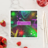 Serviette En Papier Barre / Barre Mitzvah Neon Paint Splatter (En situation)