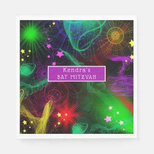Serviette En Papier Barre / Barre Mitzvah Neon Paint Splatter