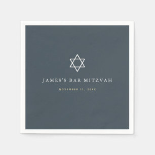 Serviette En Papier Barre Bleue Minimaliste Marine Mitzvah