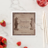 Serviette En Papier Barre Bois Ours Mariage campagnard Napkin (En situation)