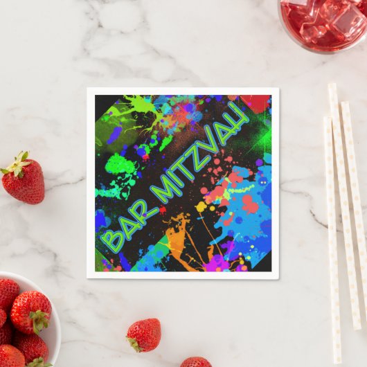 Serviette En Papier Barre Mitzvah Paint Splatz, Paint Ball (En situation)