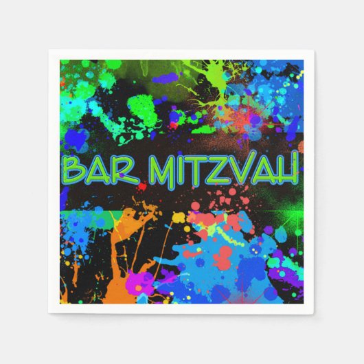 Serviette En Papier Barre Mitzvah Paint Splatz, Paint Ball Papier Napk (Devant)