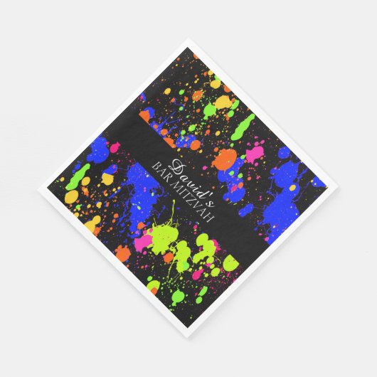 Serviette En Papier Barre Mitzvahs Neon Paint Splatter (Coin)
