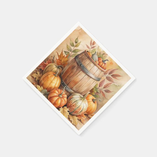 Serviette En Papier Barrel with Pumpkins Fall (Coin)