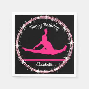 Serviette En Papier Barres de Gymnastique Anniversaire en Rose et Noir