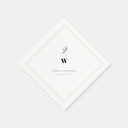 Serviette En Papier Bars classiques Double Monogramme Mariage moderne  (Coin)