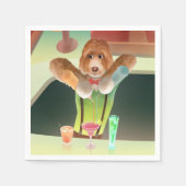 Serviette En Papier Bartending Dog in Retro Bar (Devant)
