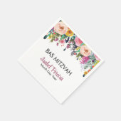 Serviette En Papier Bas Mitzvah Floral serviettes personnalisées (Coin)