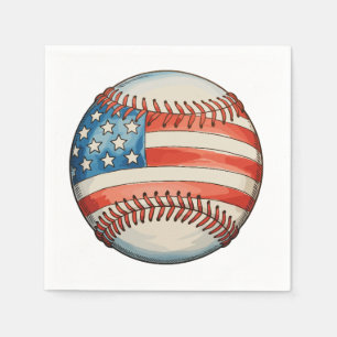 Serviette En Papier Base-ball américain Drapeau américain 250e anniver