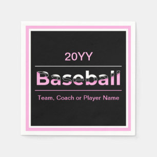 Serviette En Papier Base-ball Féminin - Typographie Géométrique Rose