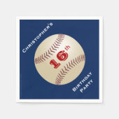 Serviette En Papier Baseball, 16ème fête d'anniversaire, Nom, Papier B (Devant)
