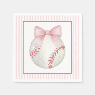 Serviette En Papier Baseball à rayures roses