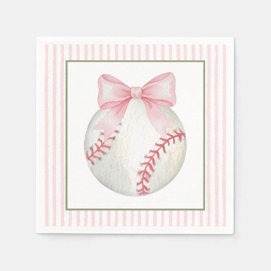 Serviette En Papier Baseball à rayures roses (Devant)