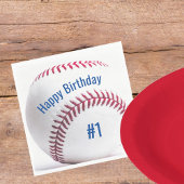 Serviette En Papier Baseball avec nom et âge fête d'anniversaire