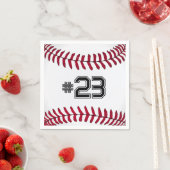 Serviette En Papier Baseball blanc avec nombre (En situation)