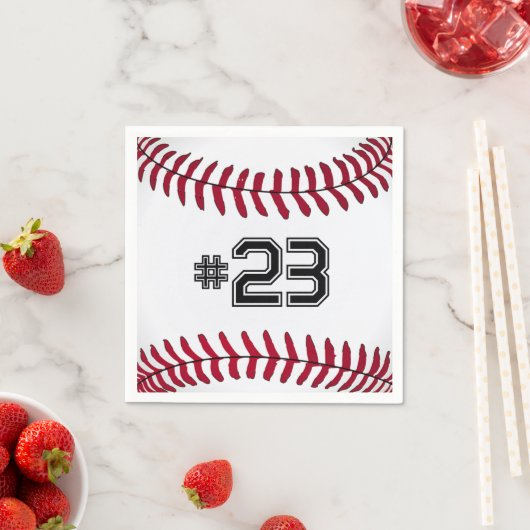 Serviette En Papier Baseball blanc avec nombre (En situation)
