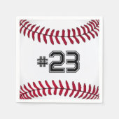 Serviette En Papier Baseball blanc avec nombre (Devant)