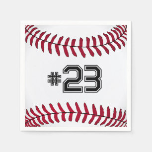 Serviette En Papier Baseball blanc avec numéro