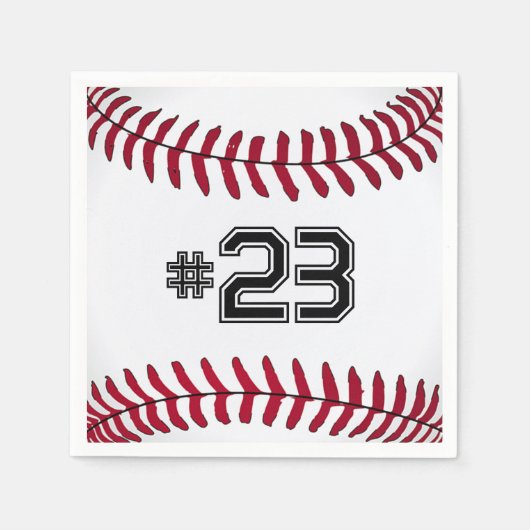 Serviette En Papier Baseball blanc avec numéro (Devant)