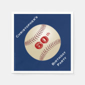 Serviette En Papier Baseball Blue Name 60th Birthday Party Paper (Devant)