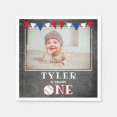 Serviette En Papier Baseball Chalkboard drapeaux 1er Anniversaire Phot (Devant)