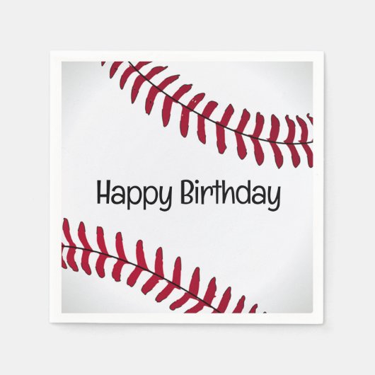 Serviette En Papier Baseball d'anniversaire blanc (Devant)