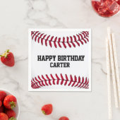 Serviette En Papier Baseball d'anniversaire blanc avec nom (En situation)