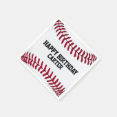 Serviette En Papier Baseball d'anniversaire blanc avec nom (Coin)