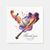 Serviette En Papier Baseball en feu. (Devant)