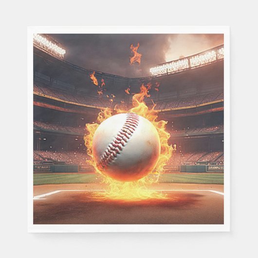Serviette En Papier Baseball en feu dans un stade (Devant)