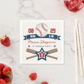 SERVIETTE EN PAPIER BASEBALL ET BATS ANNIVERSAIRE (En situation)