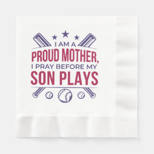 Serviette En Papier Baseball Fier Mère Je Prie Avant Que Mon Fils Ne J