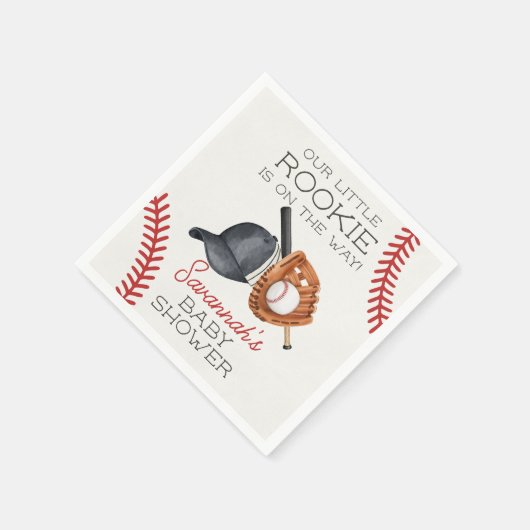 Serviette En Papier Baseball Little Rookie Home Run Baby shower (Coin)