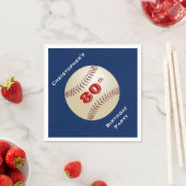 Serviette En Papier Baseball, Nom, 80e Anniversaire Party Blue Paper (En situation)