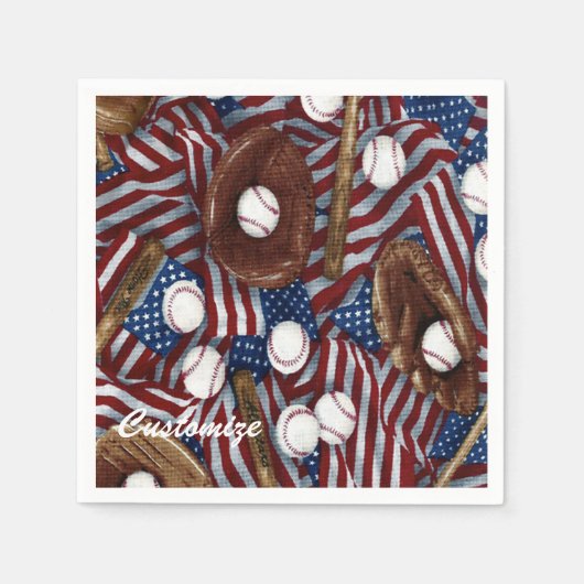 Serviette En Papier Baseball Personnalisé Aux Etats-Unis Napkins (Devant)