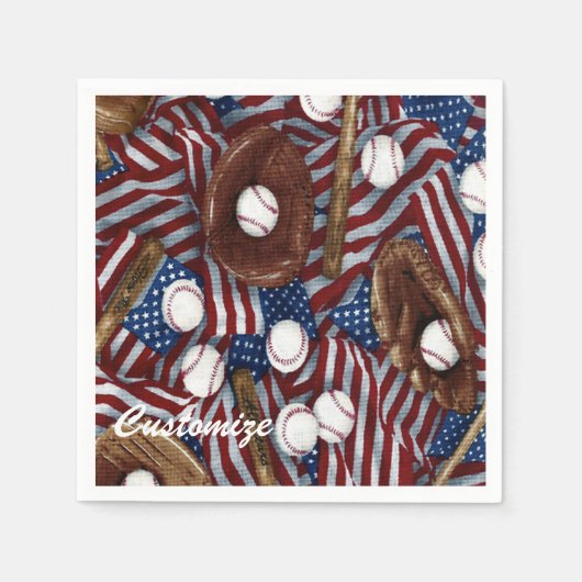Serviette En Papier Baseball Personnalisé Aux Etats-Unis Napkins (Devant)