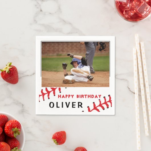 Serviette En Papier Baseball Photo Bonne fête d'anniversaire (En situation)