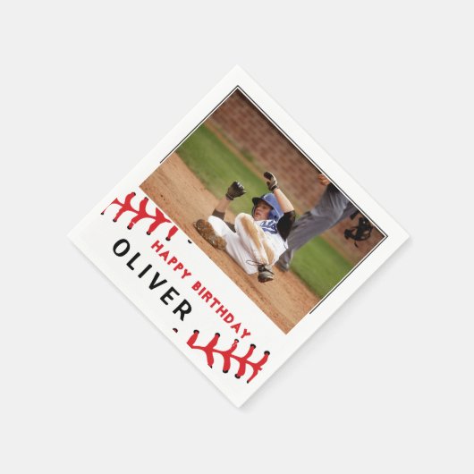 Serviette En Papier Baseball Photo Bonne fête d'anniversaire (Coin)