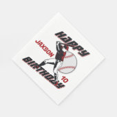 Serviette En Papier Baseball Red Black N'importe quel âge Joyeux anniv (Coin)