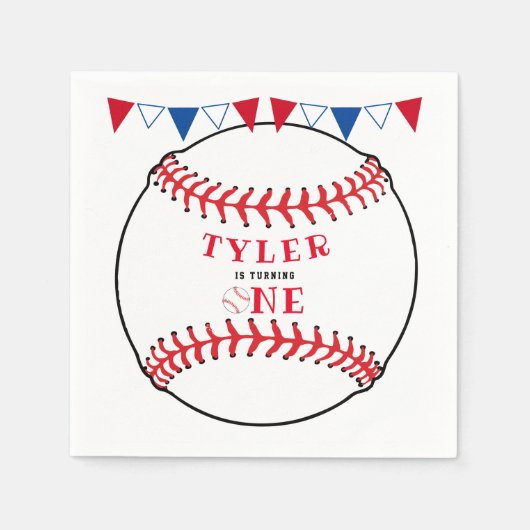 Serviette En Papier Baseball Sports 1er anniversaire (Devant)