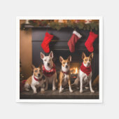 Serviette En Papier Basenji au coin du feu Noël (Devant)