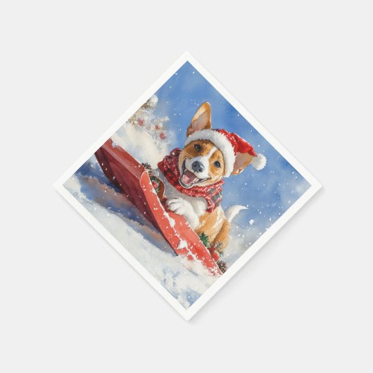 Serviette En Papier Basenji Chien en rebord Laisser neiger Noël (Coin)