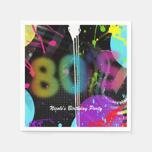 Serviette En Papier Bash Retro Rainbow Splash fête d'anniversaire des  (Devant)